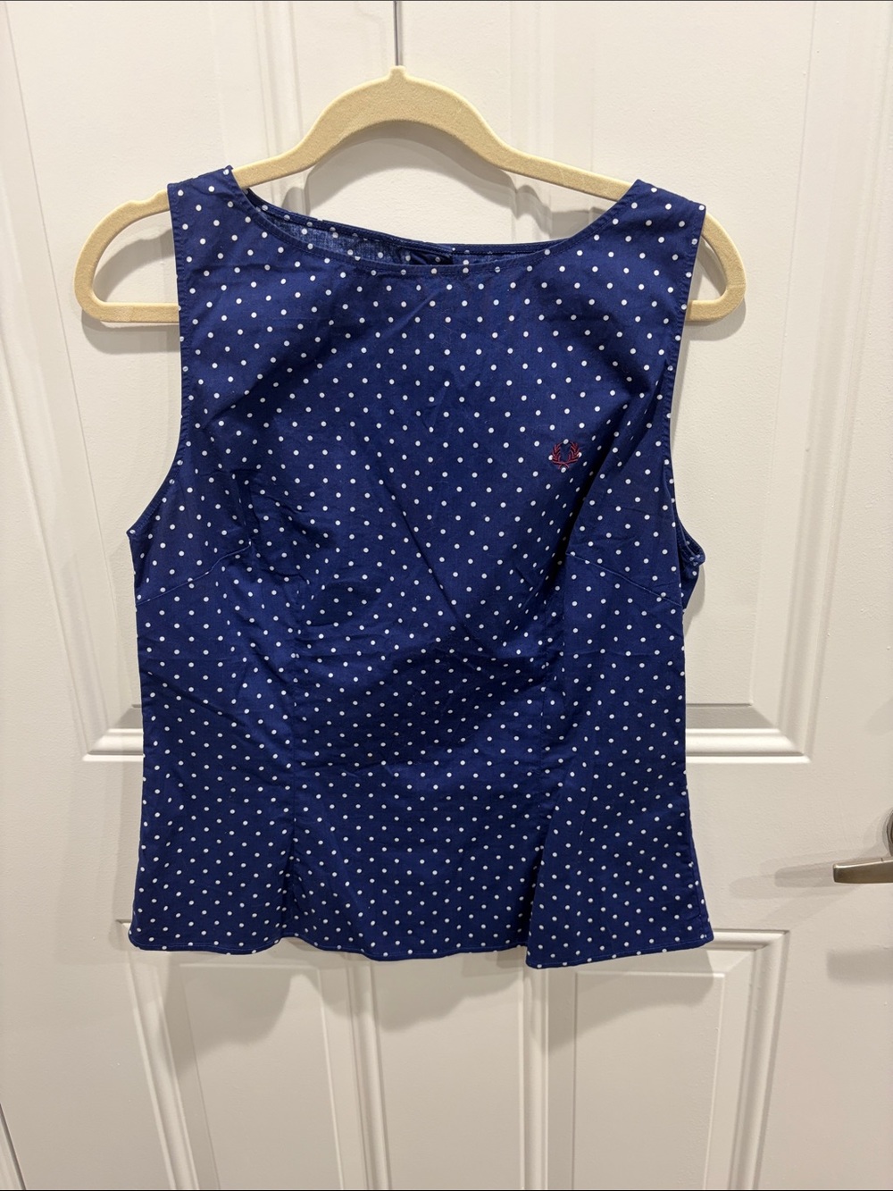 Fred Perry Navy Blue Polka Dot Sleeveless Top US 10